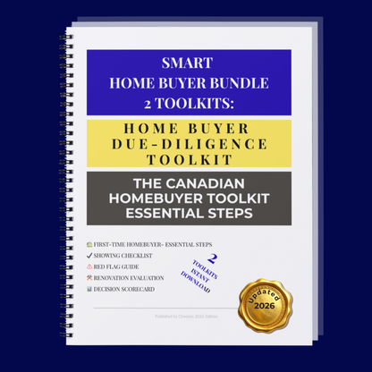 Complete 2-in-1 digital bundle for Canadian home buyers, featuring step-by-step guidance and a property due diligence checklist